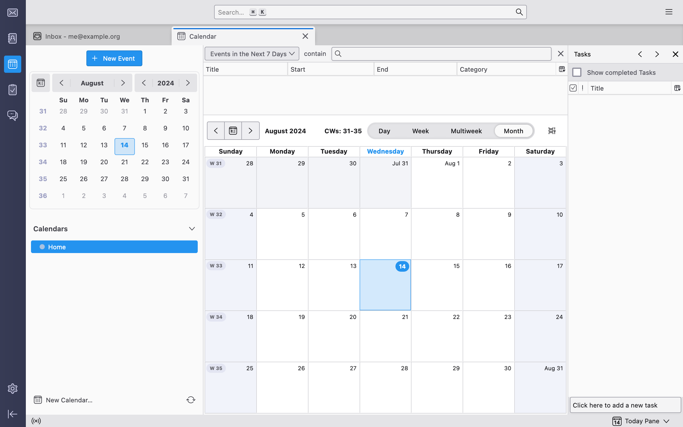 Thunderbird calendar view