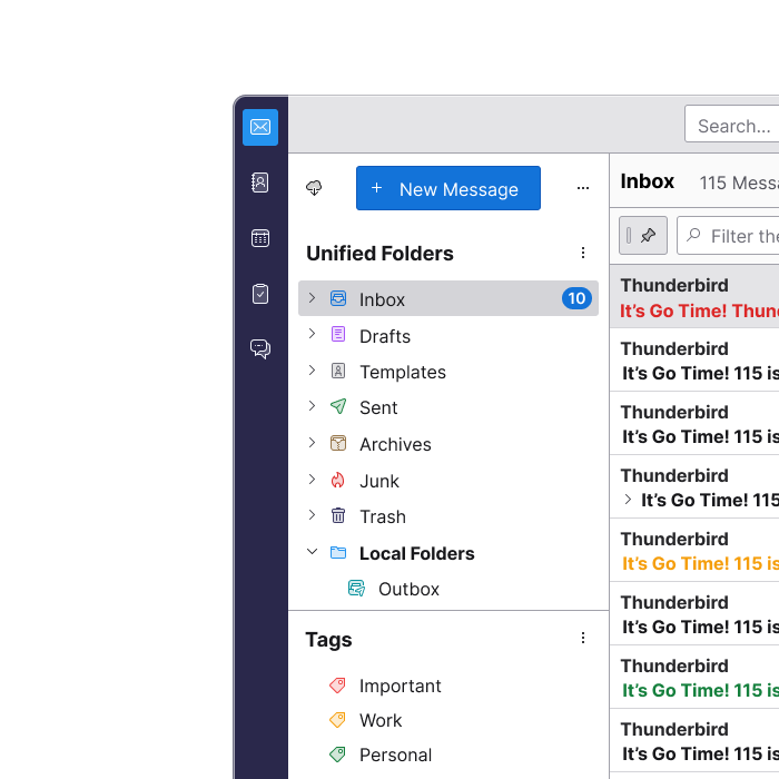 Thunderbird unified inbox for multiple email accounts
